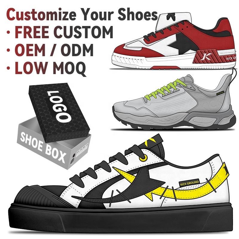 Kick Ground Custom Logo Free Design Casual Running Shoes Mens Sneaker Walking Style Men's Sneaker Custom Shoes For Men 