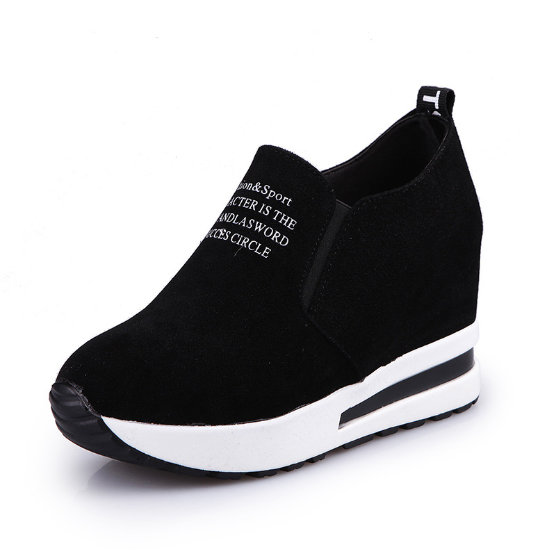 Hot Sale Spring Women Flat Sports Wear Wedge Shoes Casual Lady Single Inside High Heel Shoes Flat Heel 2024 