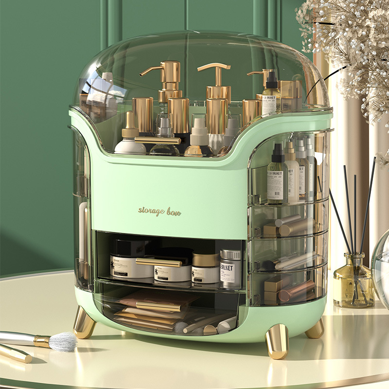 Makeup Organizer And Cosmetic Storage Box For Countertop,All-in-one Dust And Water-proof Organizer For Bedroom,Bathroom 