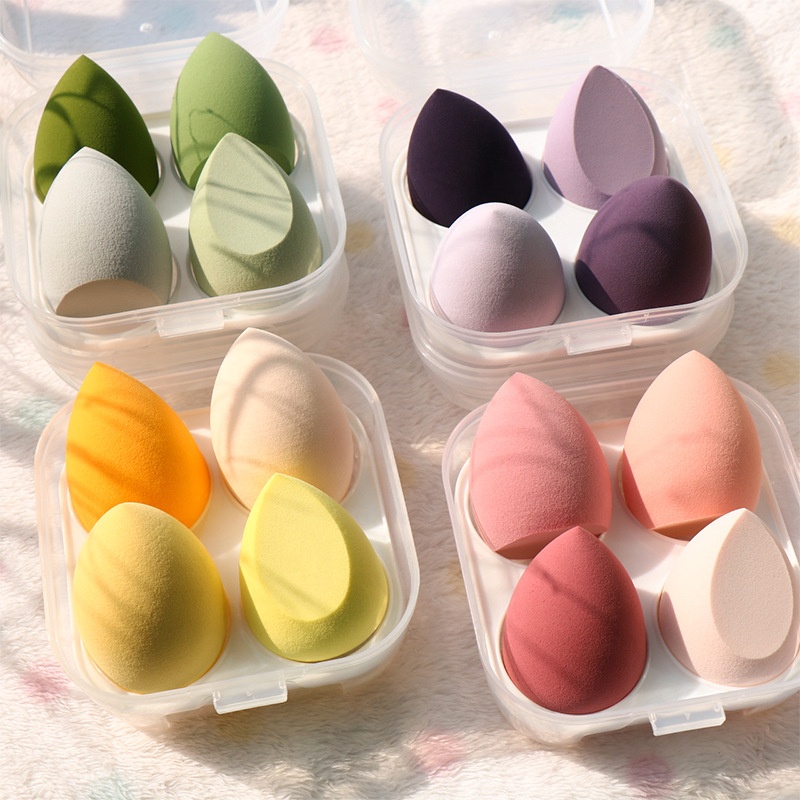 8 Pcs 4pcs Purple Yellow Pink Green Cosmetics Blending Egg Latex Free Make Up Beauty Makeup Blender Sponge Set 