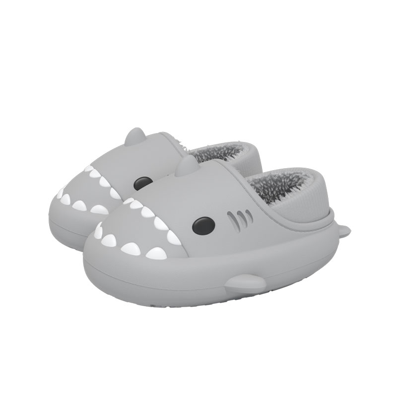 Warm Home Winter Indoor Waterproof Cotton Eva Shoes House Shark Slides Slippers Shoes Wholesale For Women Men Couple Lover 
