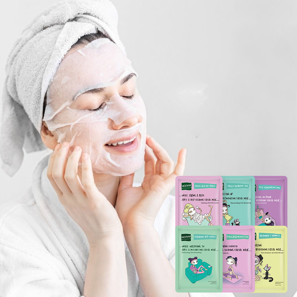 Oem/odm 6 Types Girl Life Series Face Mask Sheet Skin Care Hydrating Whitening Moisturizing Anti-aging Korean Facial Mask 