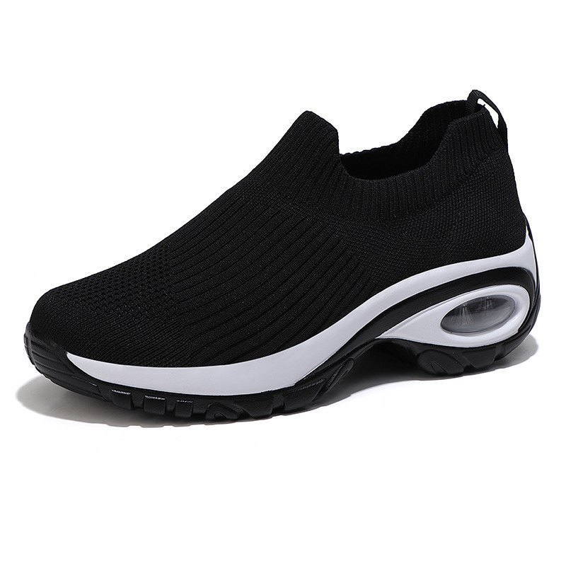 2023 Women's Casual And Versatile Air Cushion Running Shoes Fly Woven Breathable Lazy Shoes One Foot Pedal Sports Shoes 