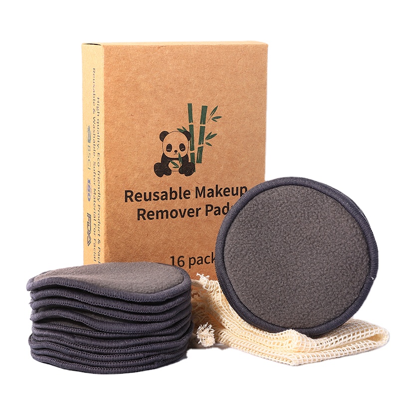 Customized Logo Makeup Remover Washable Facial Cleaning Pad Use Bamboo Charcoal Reusable Round Cosmetic Cotton Pads 
