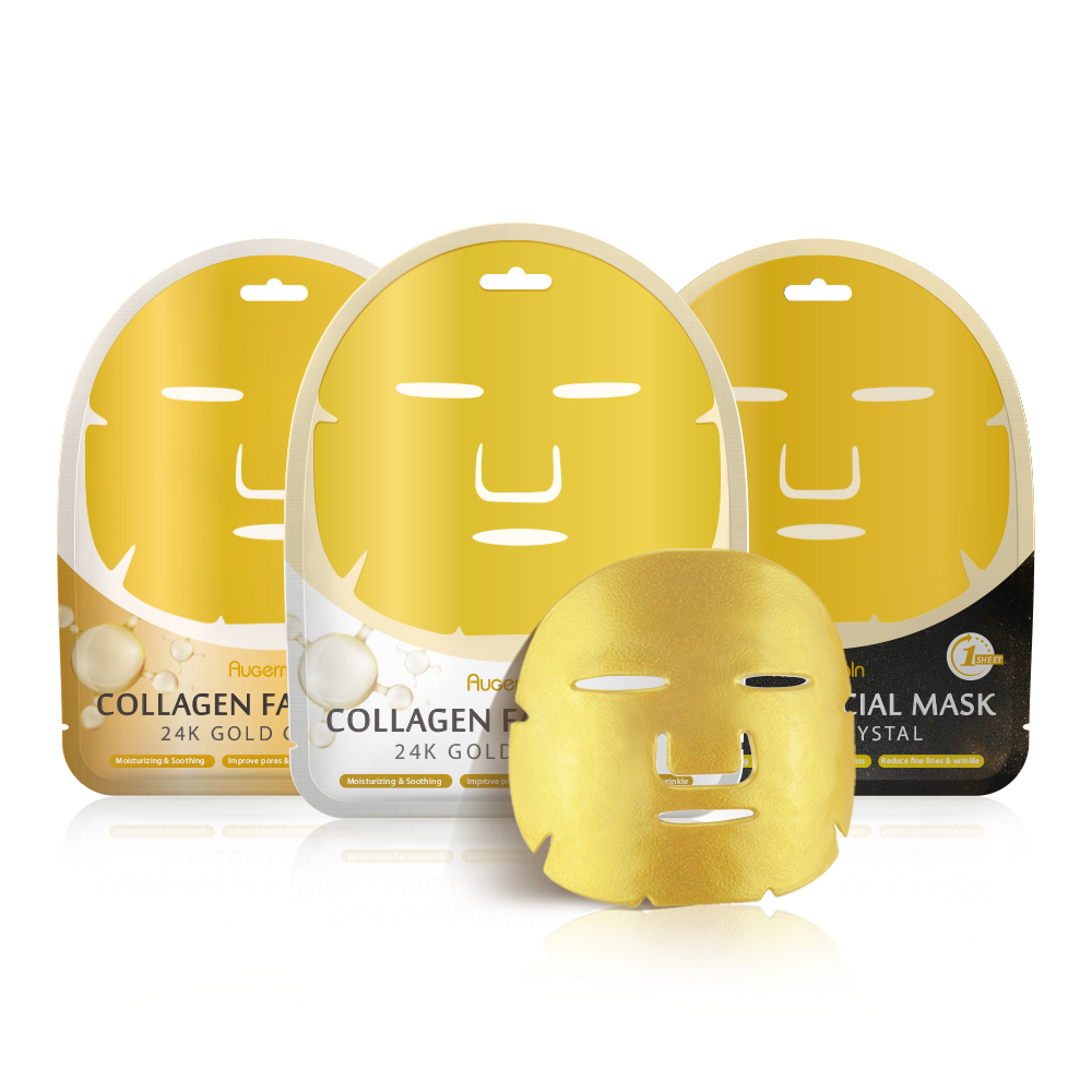 Private Label Korean Skincare Collagen Crystal Spa 24k Gold Whitening Hydrating Moisturizing Facial Face Mask Beauty Sheet Oem 