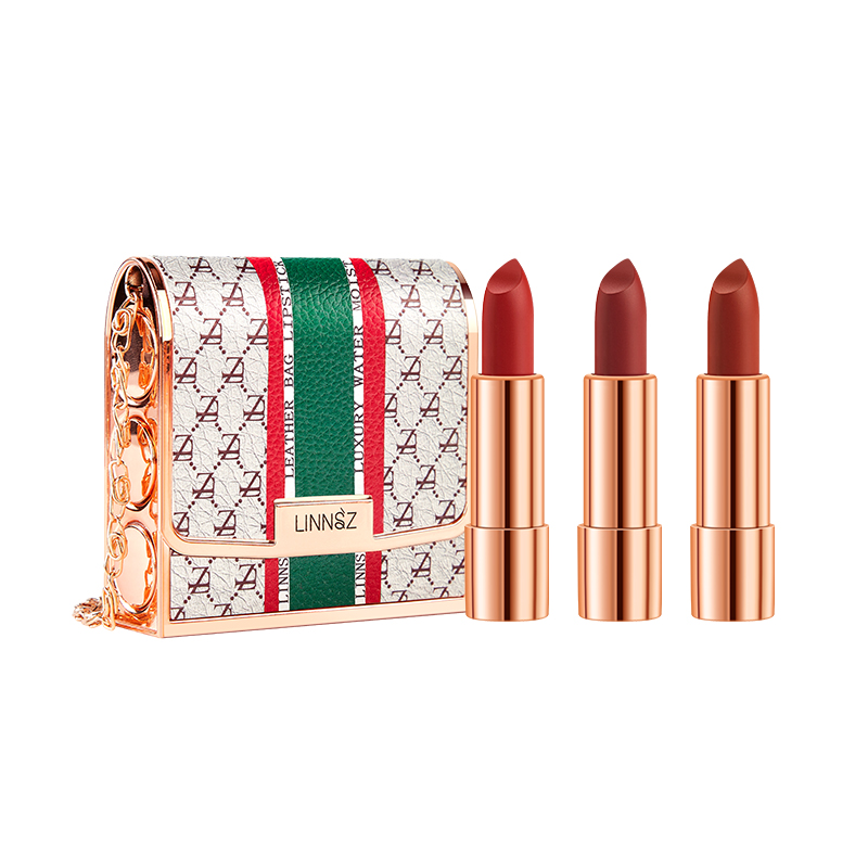 Makeup Cosmetics Custom Lipstick High Quality Manufacturer Vintage Batch Hair Matte Neutral Leather Bag Lipstick Case 