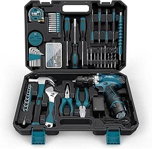 Sundpey Taladro Atornillador 12V - Caja Herramientas Completa 206 Piezas con Taladro Eléctrico Compacto, Juego Herramientas para el Hogar, Bricolaje, para Reparación de Casas, Oficinas y Jardines