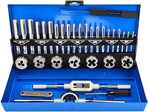 LncBoc Juego de 32 piezas de grifo y troqueles para mejorar el hogar, kit de herramientas para crear y reparar roscas, llave de grifo de acero de aleación para rosca interna y externa